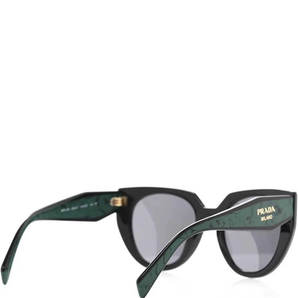 Prada Women's Acetate Black Cat-Eye Sunglasses. SPR 14W Black Green - Picture 4 of 16